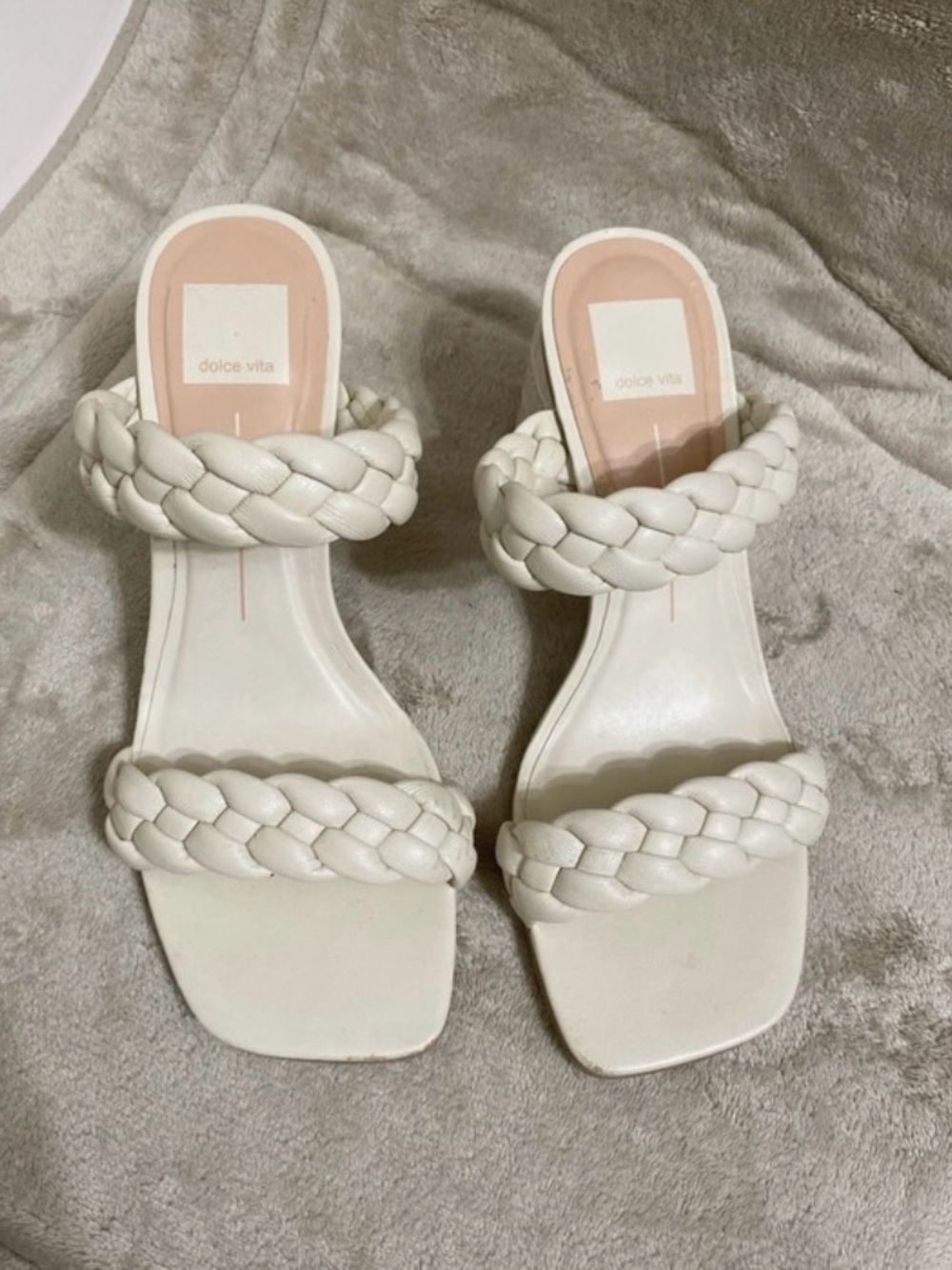 Dolce Vita Women’s White Braided Slide Sandals